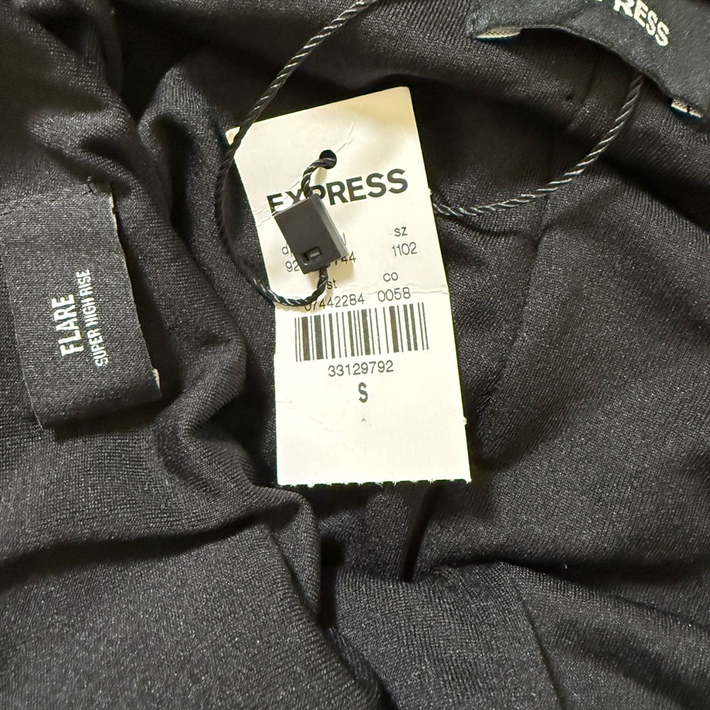 Express Super High Waisted Sequin Flare Pant Black Size Small - Picture 9 of 10